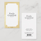 白シックエレガント金ゴールドミニマル美しいサロン 名刺 (正面/裏面)