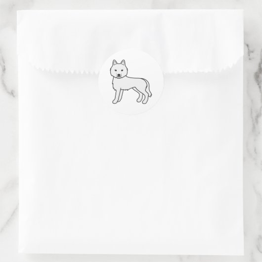 白シベリアのハスキーかわいい漫画の犬 ラウンドシール (バッグ)