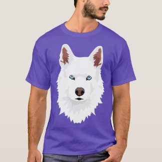 白シベリアのハスキー犬の白雪犬 Tシャツ