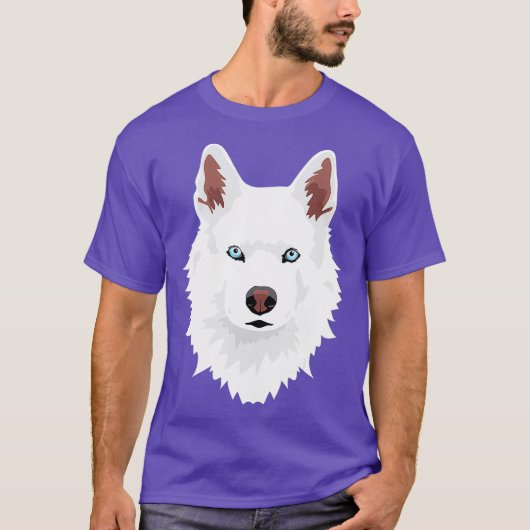 白シベリアのハスキー犬の白雪犬 Tシャツ (正面)