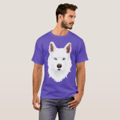 白シベリアのハスキー犬の白雪犬 Tシャツ (正面フル)