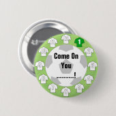 白シャツ。サッカーファンボタンバッジ 缶バッジ (正面&裏面)