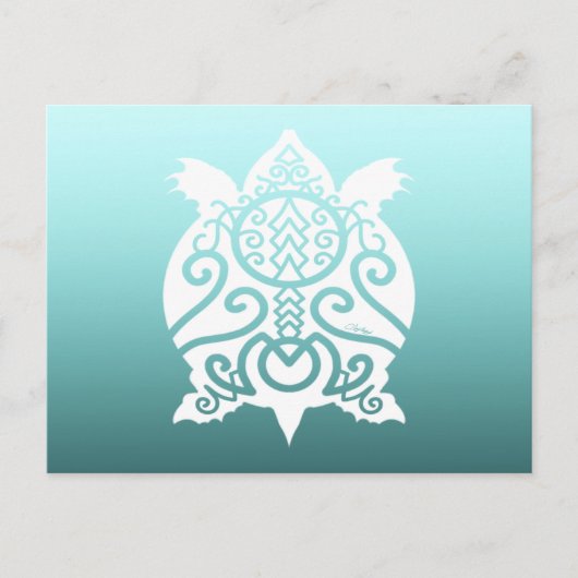 白シルエットスナッパーカメ ポストカード (正面)