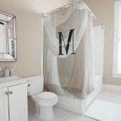 白シルクブラックはっきりしたモノグラム可愛いスクリプ結婚ト シャワーカーテン