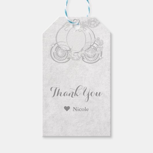 白シンデレきらめくラ馬車パーティーのお願い ギフトタグ (正面)