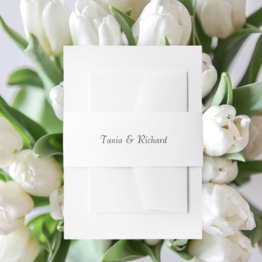 白シンプルいスタイル結婚名 招待状ベリーバンド