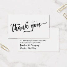 白シンプルいメッセージカードでThank You Black Script