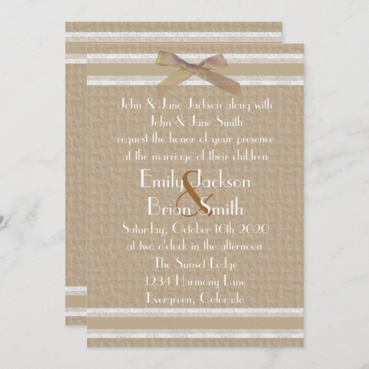 白シンプルい田舎の結婚式招待状 招待状 (正面/裏面)