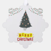 白シンプルとクリスマスの木メリークリスマス オーナメントカード (裏面)