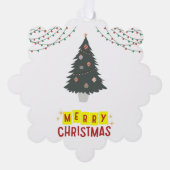 白シンプルとクリスマスの木メリークリスマス オーナメントカード (正面)