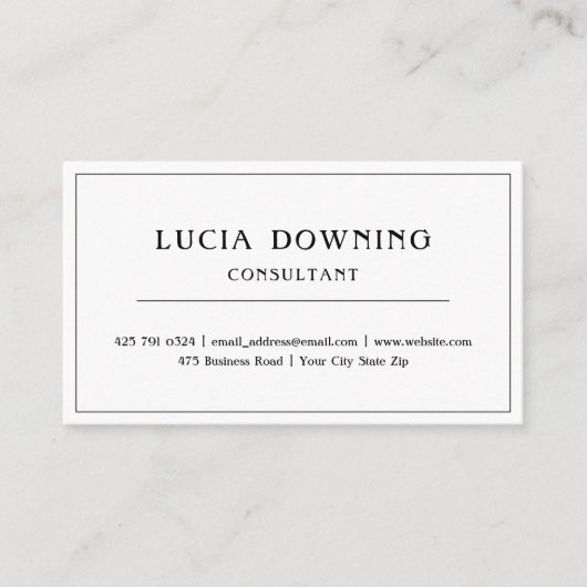 白シンプルと縁ど黒の名刺 名刺 (正面)