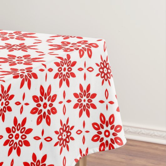 白シンプルと赤の冬の花パターンクリスマス テーブルクロス (インサイチュ)