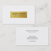 白シンプルと金属のフェイク金ゴールド 名刺 (正面/裏面)