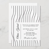 白シンプルと黒の。フォーマルミニマル結婚の 招待状 (正面/裏面)