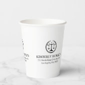 白シンプルにミニマル黒いジャスティスロゴ 紙コップ (裏面)