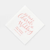 白シンプルのナプキンにコーラルスクリプ結婚ト文字 スタンダードランチョンナプキン (角)