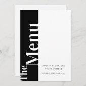 白シンプルの文字が付いたモノ結婚ブラック メニュー (正面/裏面)