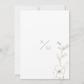 白シンプルエレガントフローラと金ゴールド結婚 招待状 (裏面)