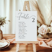 白シンプルエレガント座結婚席チャートカード テーブルナンバー