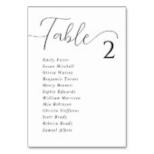 白シンプルエレガント座結婚席チャートカード テーブルナンバー (正面)