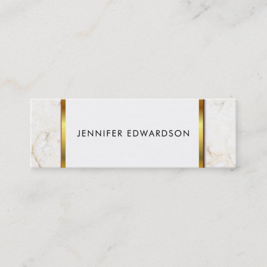 白シンプルエレガント金ゴールドプロフェッショナル スキニー名刺 (正面)