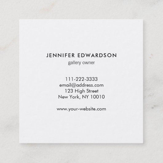 白シンプルエレガント金ゴールドプロフェッショナル スクエア名刺 (裏面)