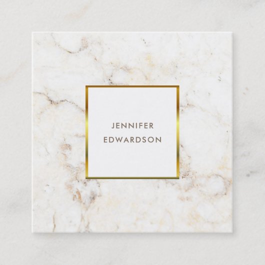 白シンプルエレガント金ゴールドプロフェッショナル スクエア名刺 (正面)