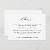 白シンプルエレガント黒の結婚詳細 エンクロージャーカード (正面/裏面)