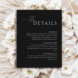 白シンプルエレガント黒の結婚詳細 エンクロージャーカード