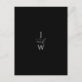 白シンプルエレガント黒の結婚詳細 エンクロージャーカード (裏面)