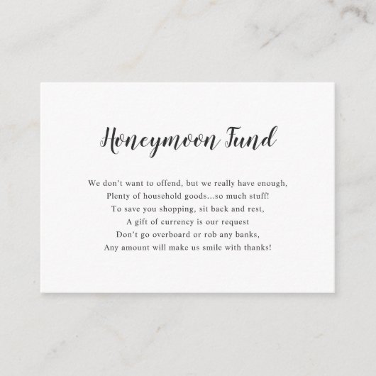白シンプルハネムーン基金 エンクロージャーカード (正面)