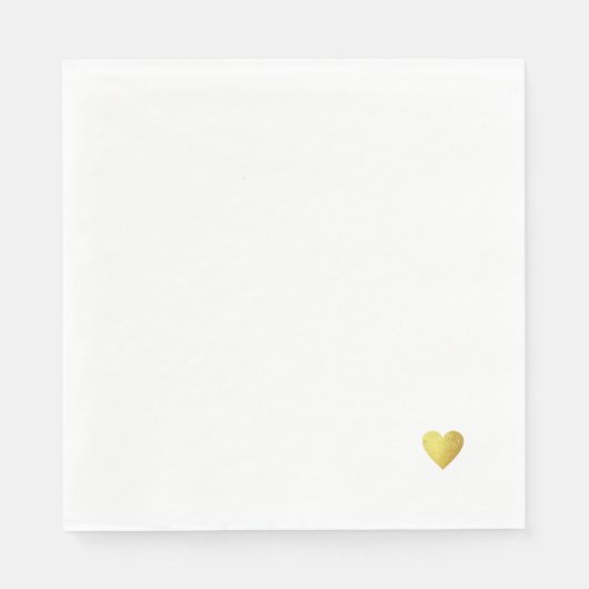 白シンプルフェイク金ゴールドのハートを愛結婚する スタンダードランチョンナプキン (正面)