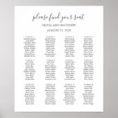 白シンプルフォーマル・黒結婚の座席表 ポスター (正面)