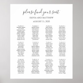 白シンプルフォーマル・黒結婚の座席表 ポスター