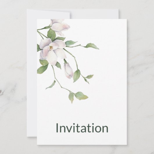 白シンプルフローラモダンエレガント, 招待状 (正面)