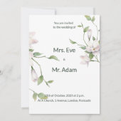 白シンプルフローラモダンエレガント, 招待状 (裏面)