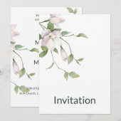 白シンプルフローラモダンエレガント, 招待状 (正面/裏面)