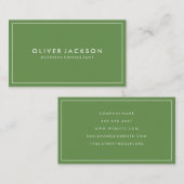 白シンプルミニマリスト付き縁ど緑 名刺 (正面/裏面)