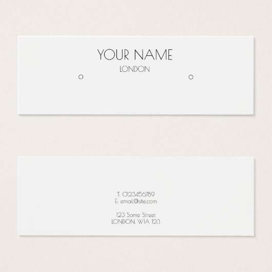 白シンプルミニマルイヤリング表示カード (正面&裏面)