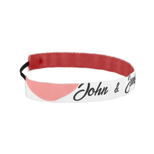 白シンプルミニマル文字スタイル結婚赤いハート アスレチックヘッドバンド (左)