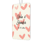 白シンプルミニマル文字スタイル結婚赤いハート カーエアーフレッシュナー (左)