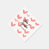 白シンプルミニマル文字スタイル結婚赤いハート スタンダードカクテルナプキン (角)