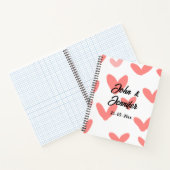 白シンプルミニマル文字スタイル結婚赤いハート ノートブック (内部)