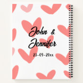 白シンプルミニマル文字スタイル結婚赤いハート ノートブック (裏面)
