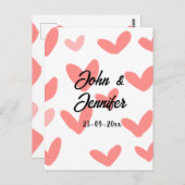 白シンプルミニマル文字スタイル結婚赤いハート ポストカード (正面/裏面)