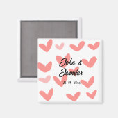 白シンプルミニマル文字スタイル結婚赤いハート マグネット (正面/裏面)