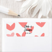 白シンプルミニマル文字スタイル結婚赤いハート ラベル (インサイチュ)