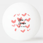 白シンプルミニマル文字スタイル結婚赤いハート 卓球ボール (裏面)