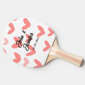 白シンプルミニマル文字スタイル結婚赤いハート 卓球ラケット (横)