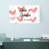 白シンプルミニマル文字スタイル結婚赤いハート 横断幕 (トレードショー)